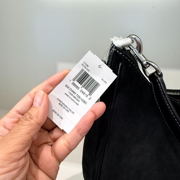 COACH Teri Hobo Bag With Cherry Charm CCZ88 suede/Silver/Black - Picture 9 of 12